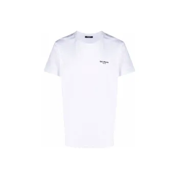 BALMAIN Flocked Logo Crewneck T Shirt