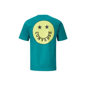 Converse Smiling Face Pattern T Shirts Men Green
