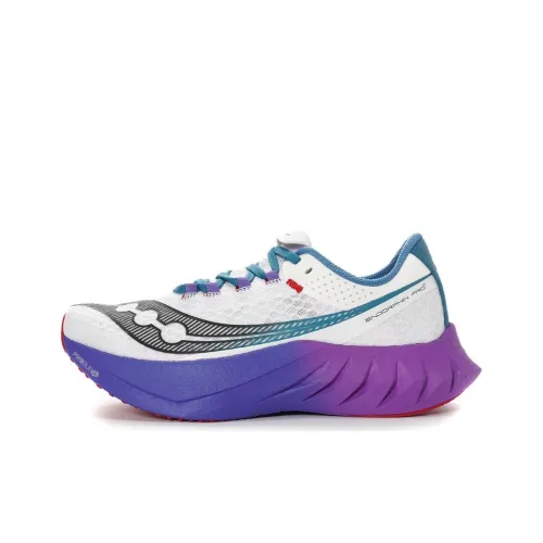 Saucony Endorphin Pro 4 Cushioning Breathable Supportive Rebound Low Top Running Shoes Men's White Purple