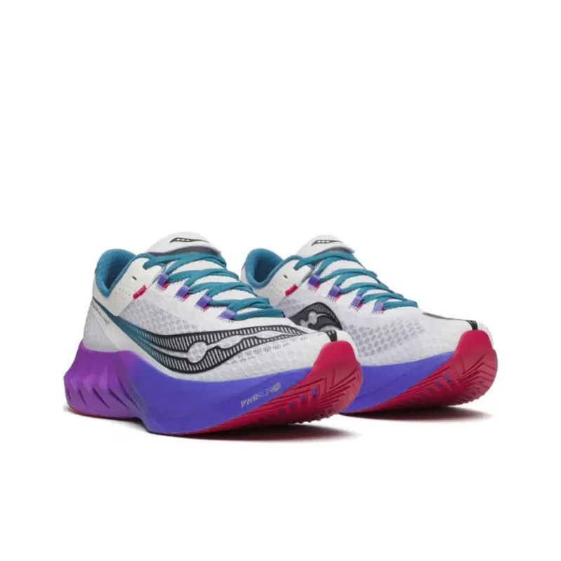Saucony Endorphin Pro 4 Cushioning, Breathable, Supportive, Rebound Low Top Running Shoes Men's White Purple-2