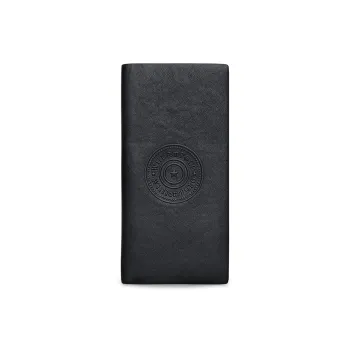 WilliamPOLO Top Grain Cow Leather Multiple Card Slots Ticket Clip Coin Purse Wallet Regular Men's Black