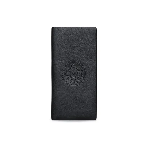 WilliamPOLO Top Grain Cow Leather Multiple Card Slots Ticket Clip Coin Purse Wallet Regular Men's Black