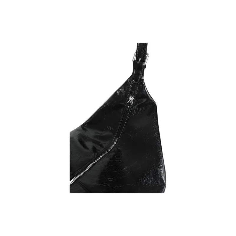 Kikawa Card Synthetic Leather Shoulder Bag Large Size Women's Black-5