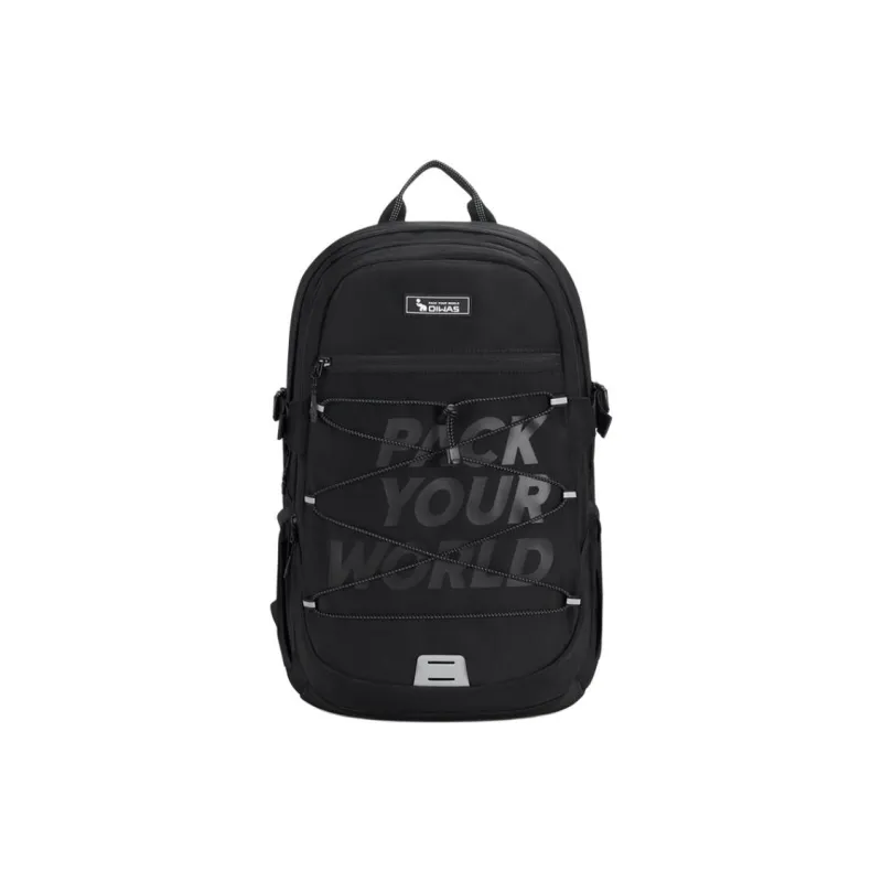 OIWAS Fabric Mountaineering Backpack, Travel Backpack Regular Unisex Black/Khaki-0