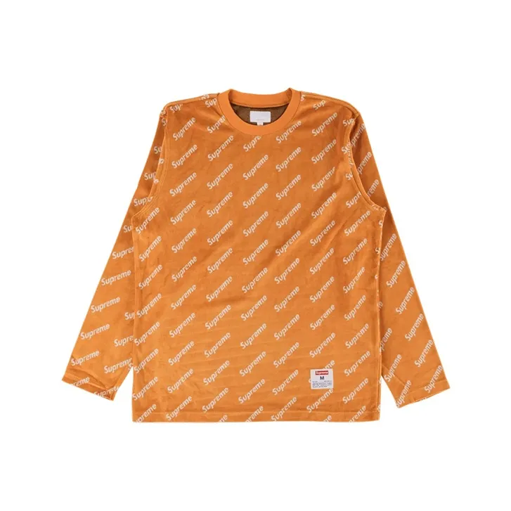 Supreme Velour Diagonal Logo L/S Top-0