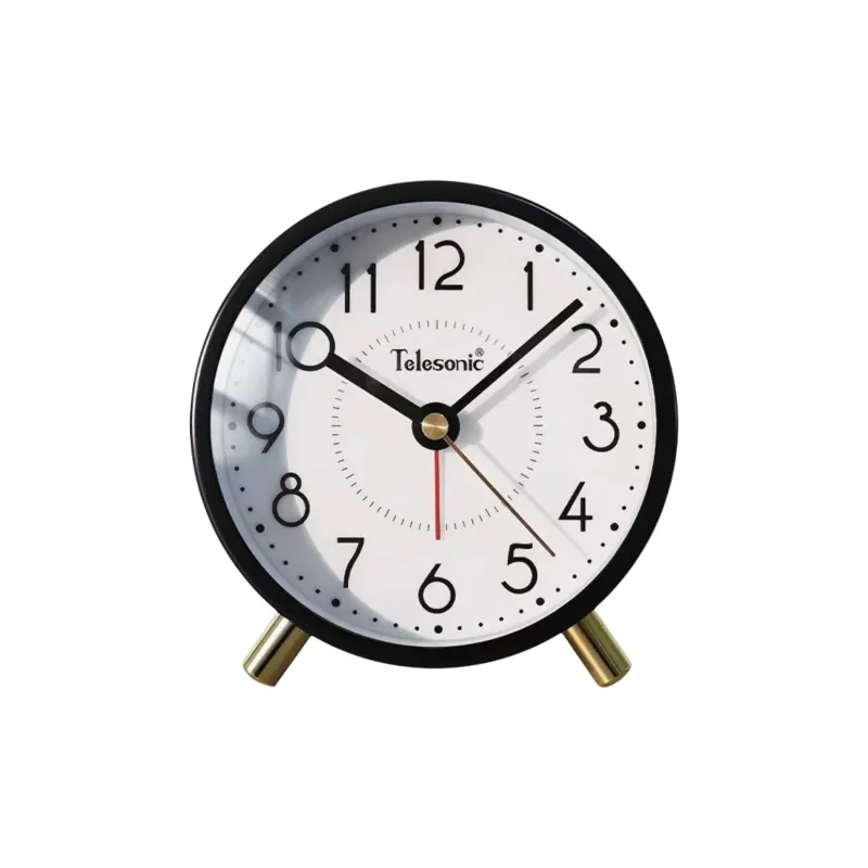 TELESONIC Sweeping Seconds Movement Alarm Clock Unisex White-2