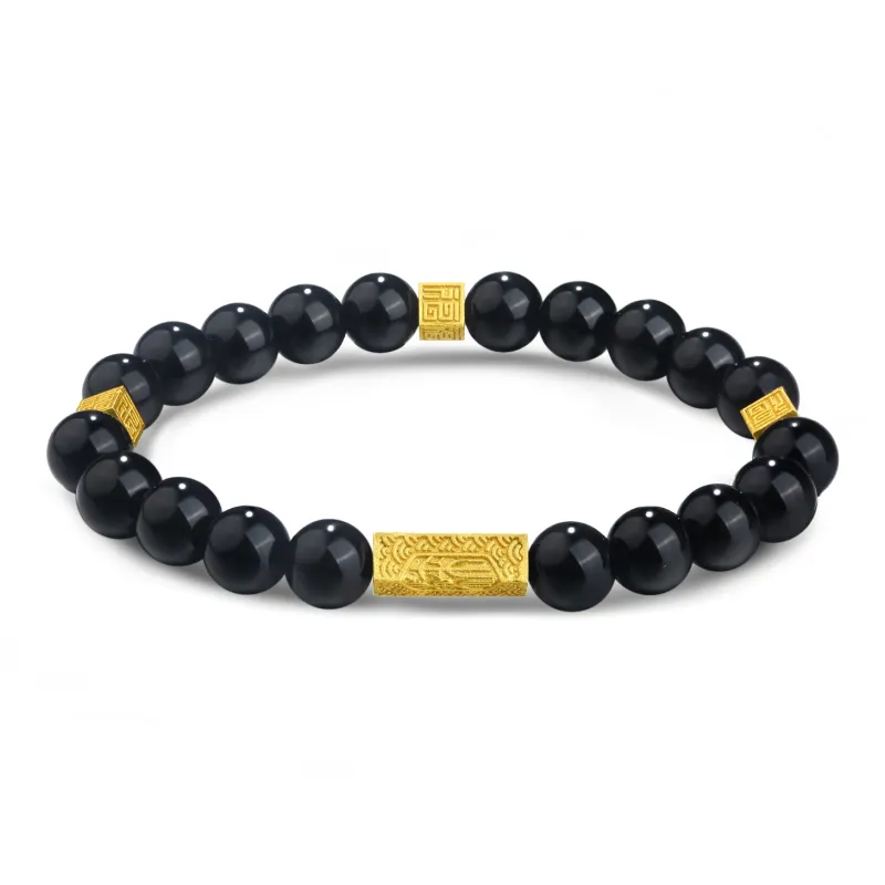 Lao Feng Xiang Obsidian Jade Bracelets Unisex-0