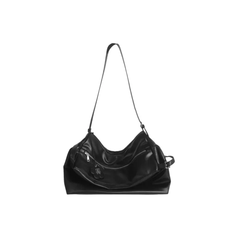 Kikawa Card Synthetic Leather Tote Bag, Shopping Bag, Shoulder Bag Large Size Women's Black-5