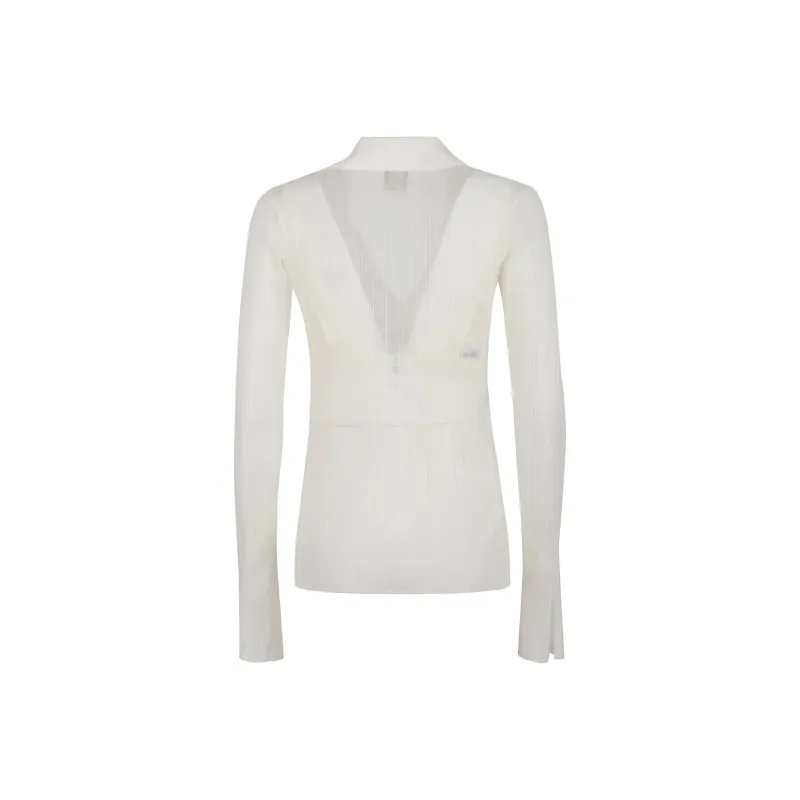 PINKO V Neck Ribbed Knit Polo Top-1