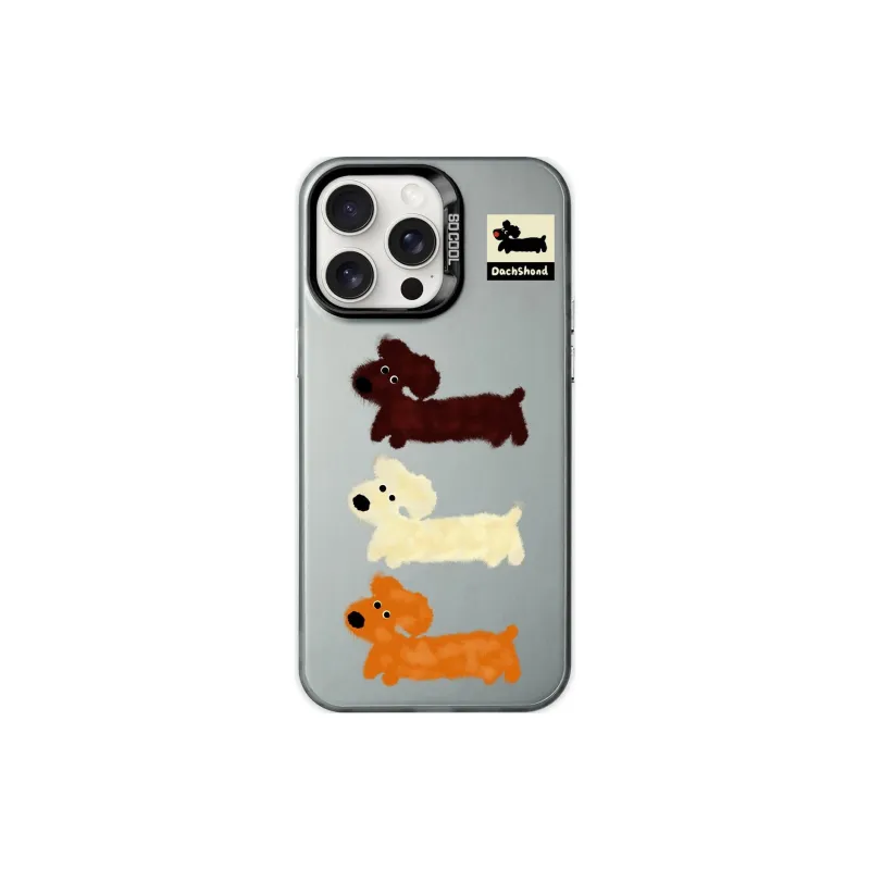 Sopi Acrylic Material Colorful Silver Case Puppy Phone Cases Compatible With IPhone 16/15 Pro Max/Apple 13/14 Pro/Max-3