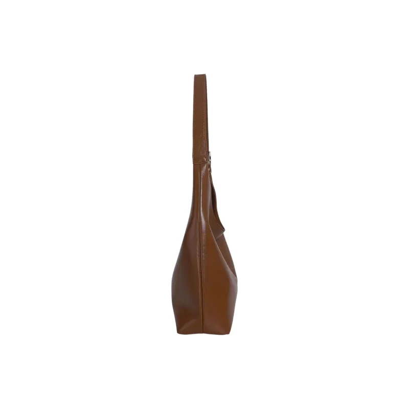Kikawa Card Synthetic Leather Tote Bag, Shopping Bag, Crossbody Bag, Shoulder Bag Medium Size Women's Licorice Brown-4