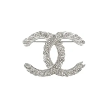 CHANEL Metal Brooches Unisex Silver
