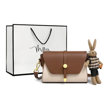 MILLIE'S Cow Leather Shoulder Bag, Crossbody Bag, Small Square Bag Regular Women's Coffee