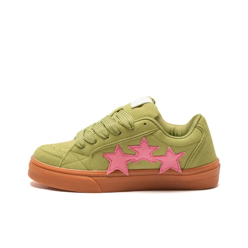 T628 Stars Puffy Shoes Slip Resistant, Abrasion Resistant, Lightweight Low Top Skateboard Shoes Unisex-6