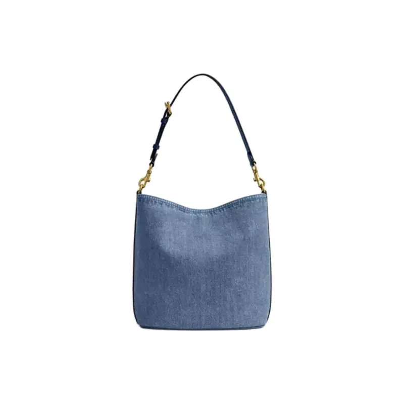 COACH Willow Denim Bucket Bag, Shoulder Bag Large Size Women's Dark Blue-2