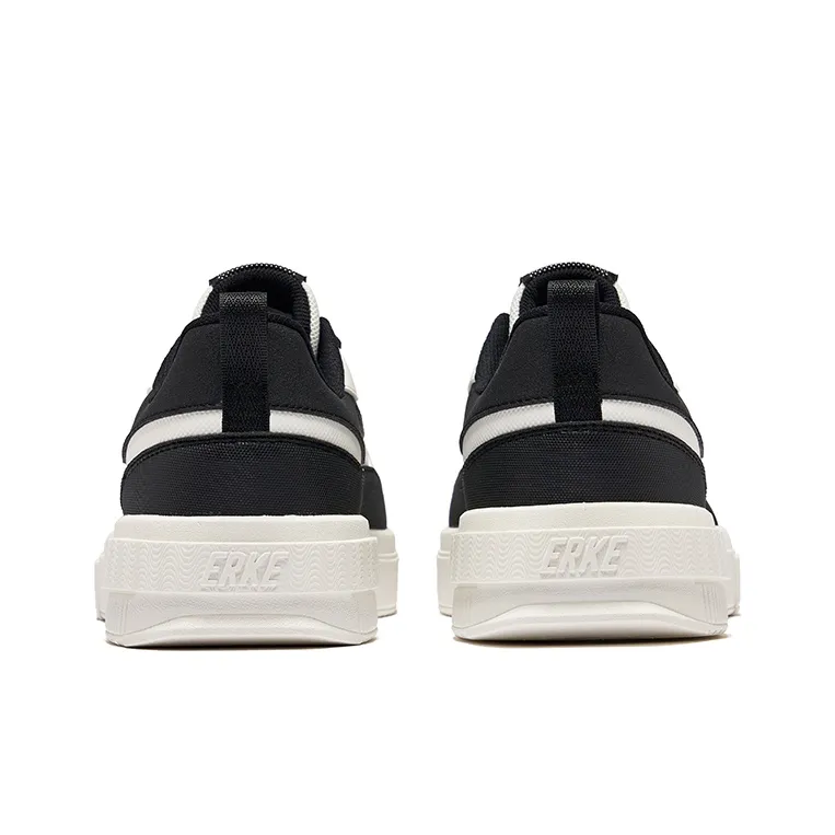 Erke Anti Slip Wear Resistant Low Top Skateboard Shoes Men's Black Microcrystal White-3