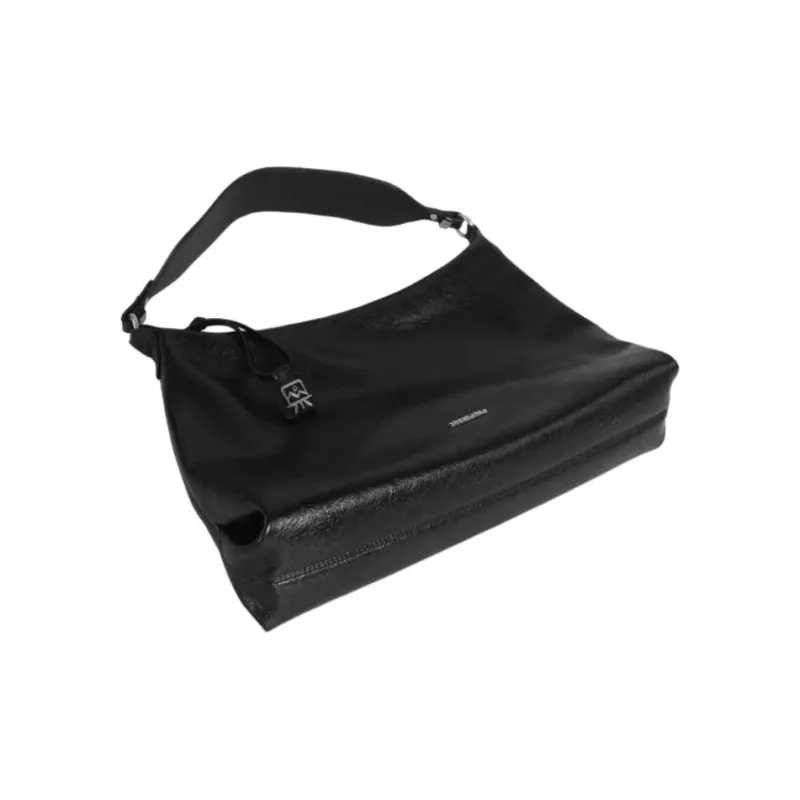 Kikawa Card Synthetic Leather Tote Bag, Shopping Bag, Shoulder Bag Medium Size Women's Black-6