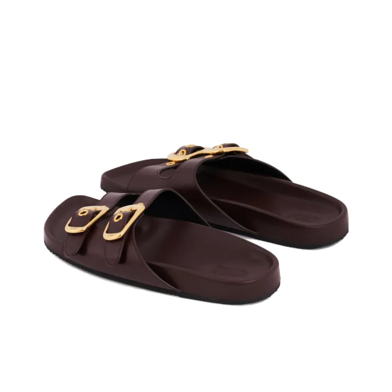 Chloe PU Polyurethane Slip Resistant Slide Slippers Women's Dark Brown-3