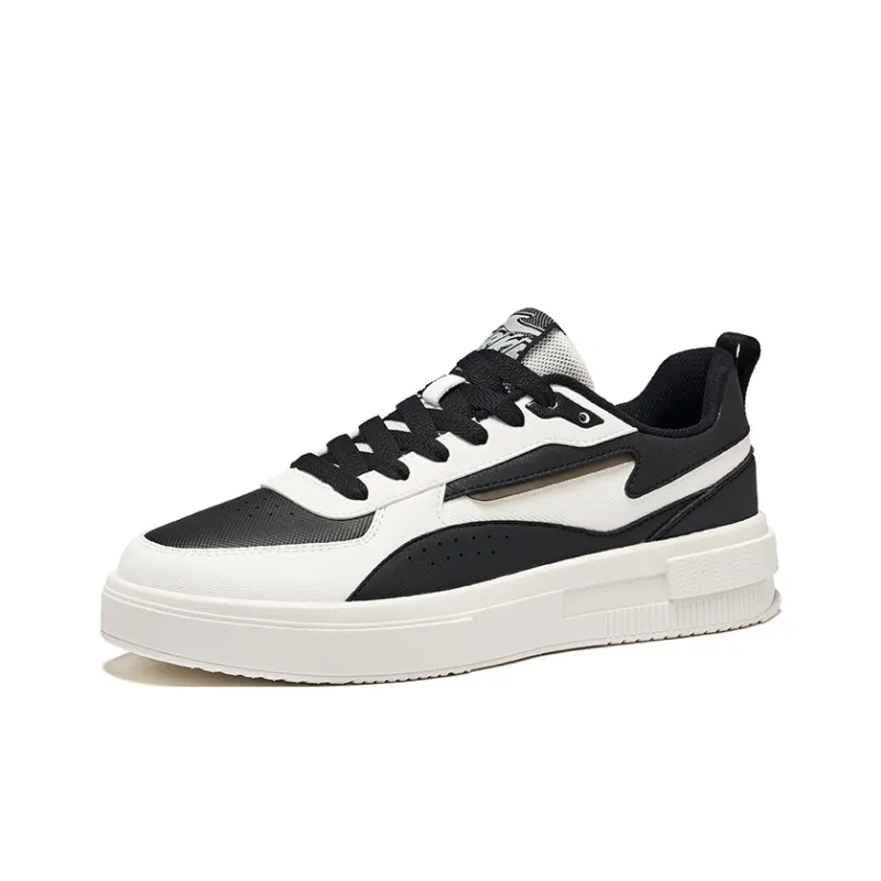 Erke Anti Slip Wear Resistant Low Top Skateboard Shoes Men's Black Microcrystal White-2