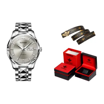 Oupinke Guts Collection Diamond Watch Dial Mechanical Movement Stainless Steel Watchband Watch Men's Watches Gray Dial