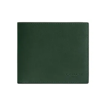 COACH Grained Leather Wallet Mini Men's Hunter Green