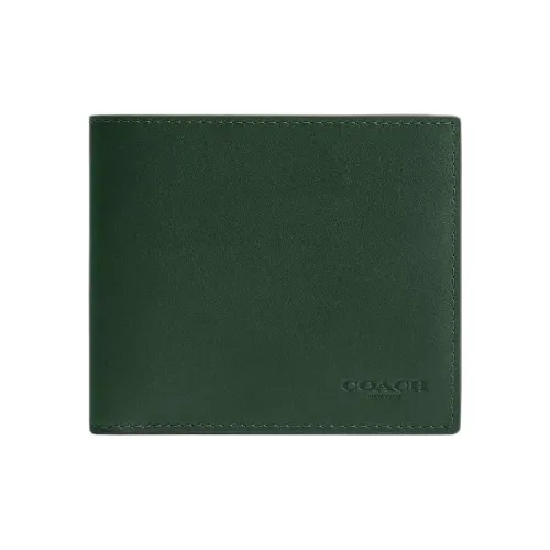 COACH Grained Leather Wallet Mini Men's Hunter Green