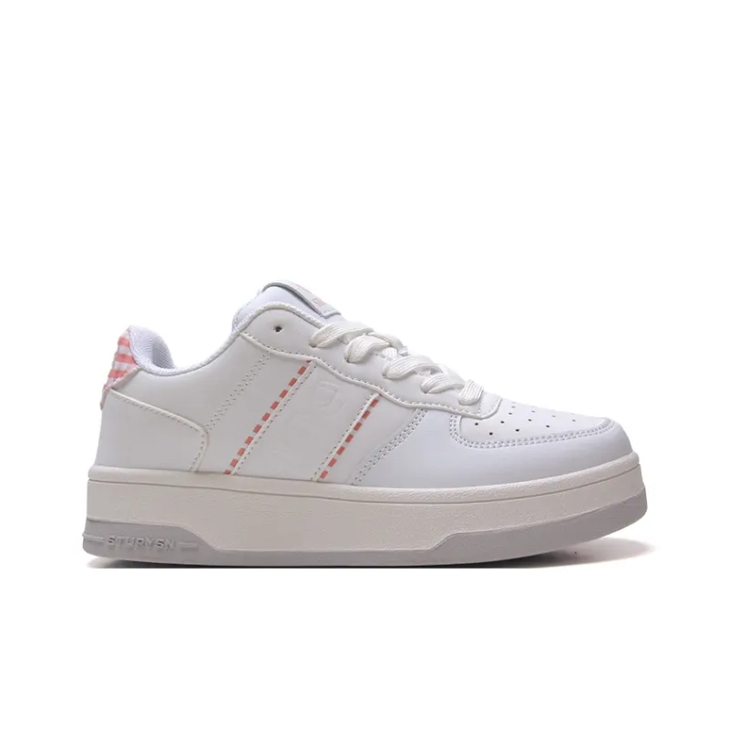 STUR YSN Wear Resistant Lightweight Height Increasing Low Top Skateboard Shoes Women's White Peony Pink-2