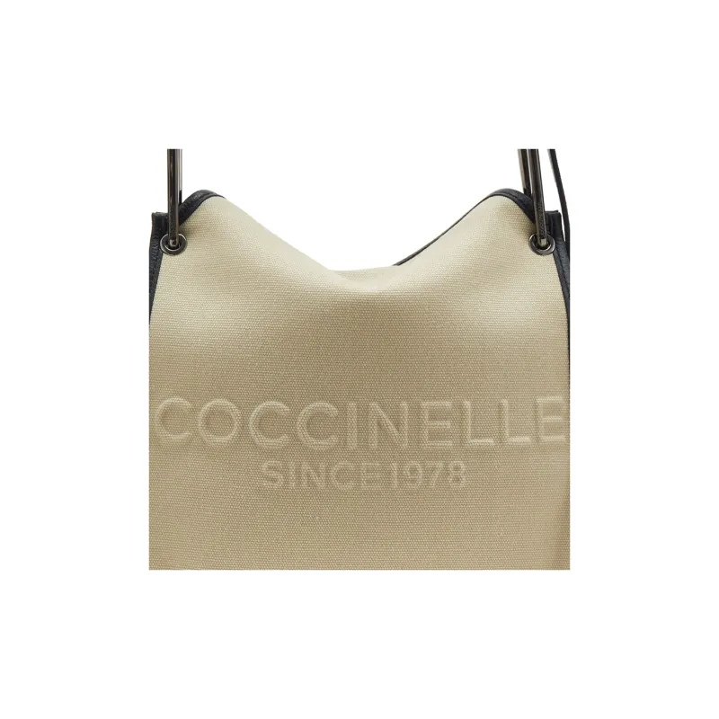 COCCINELLE Fabric With Cow Leather Newsboy Bag, Handbag, Shoulder Bag Small Size Women's-4