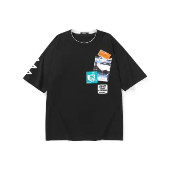 GENANX Straight Elbow Length Sleeved T Shirt Unisex Black