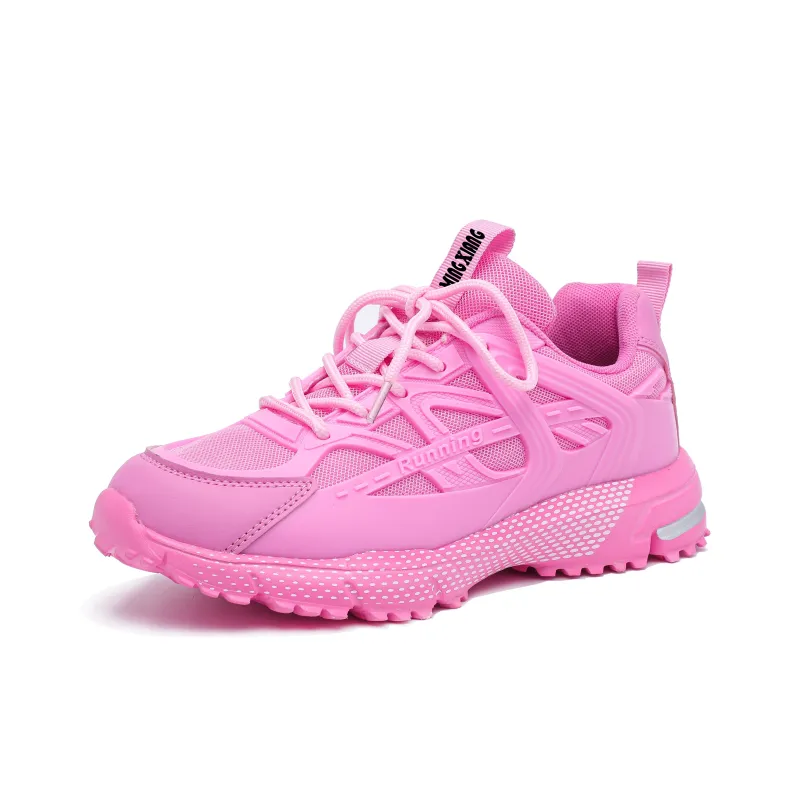 Singing Breathable Support Height Increasing Low Top Chunky Sneakers Unisex Pink-1