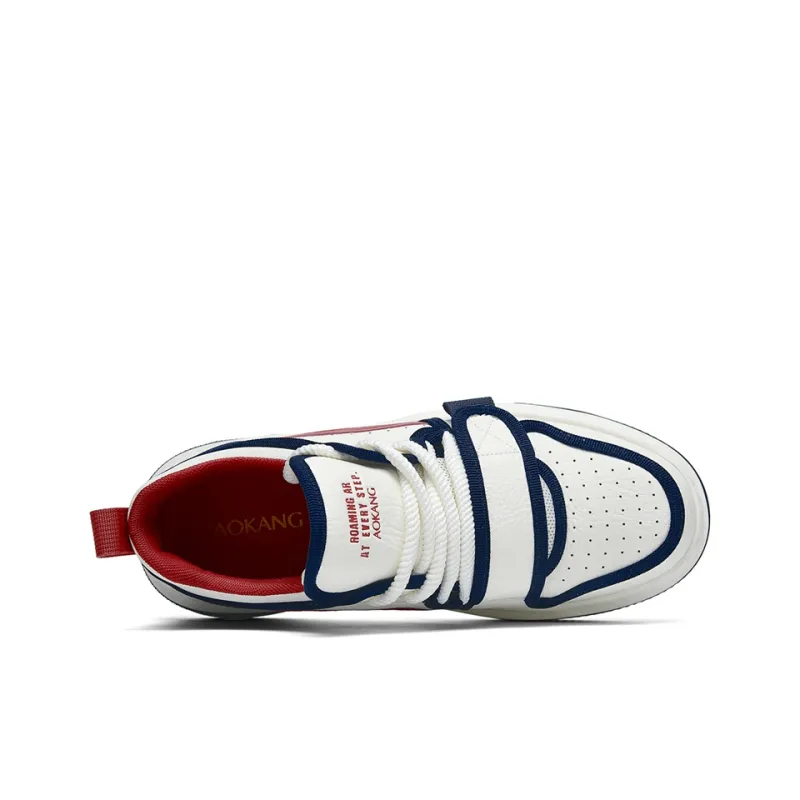 AOKANG Dunk Series Skateboard Shoes Men Low Top Burgundy Red, Panda Black-5