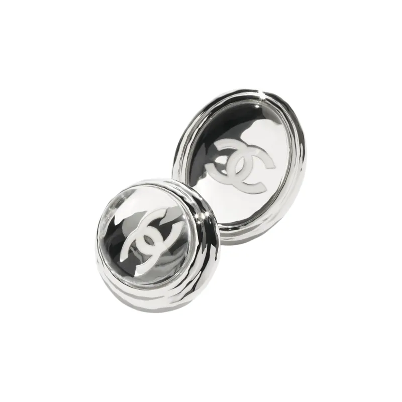 CHANEL Metal Stud Earrings Women's Silver-1