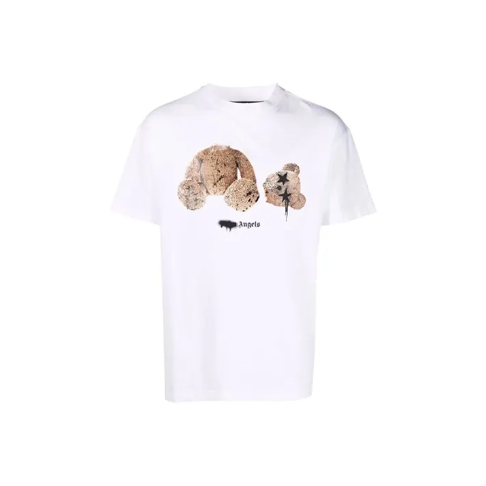 PALM ANGELS Bear Print Sprayed Logo T shirt-0