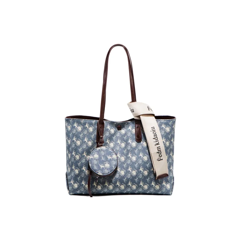 PAYOT Microfiber Synthetic Leather Tote Bag Shopping Bag Shoulder Bags Women's Blue-0