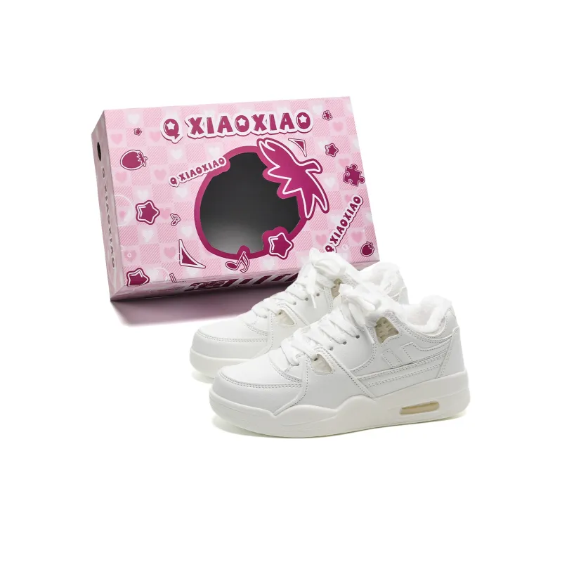 Circle Small Height Increasing Wear Resistant Breathable Slip Resistant Low Top Skateboard Shoes Unisex White-37