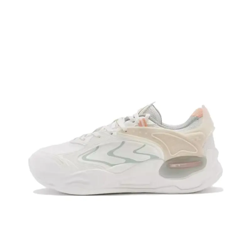 XTEP Yuan Qi Abrasion Resistant Low Top Casual Shoes Women's White Pink Green-0