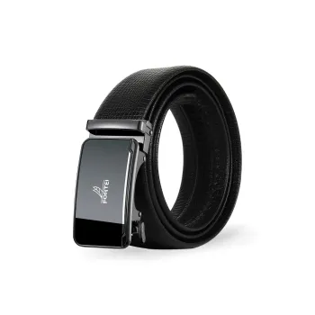 FORTEI Top Grain Cow Leather Belts Men's Black Width 3.5cm Gift Box Set