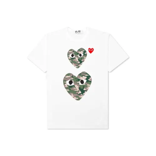 Comme Des Garcons Play Camouflage Double Heart T shirt