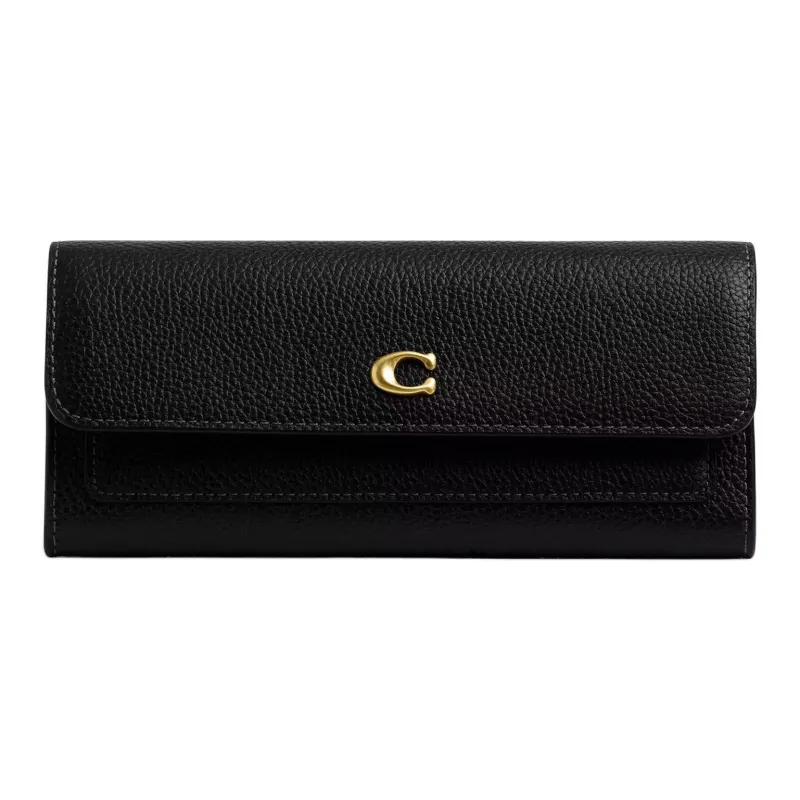 COACH Mira Leather Wallet Trumpets Women's Black-0