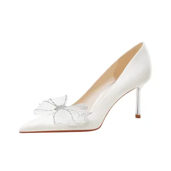 WEISHIBANGWEI Slim Heel High Heels Women's White
