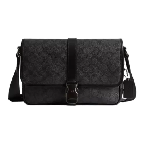 COACH League Canvas Messenger Bag Crossbody Bag Shoulder Bag Large Size Men's Black