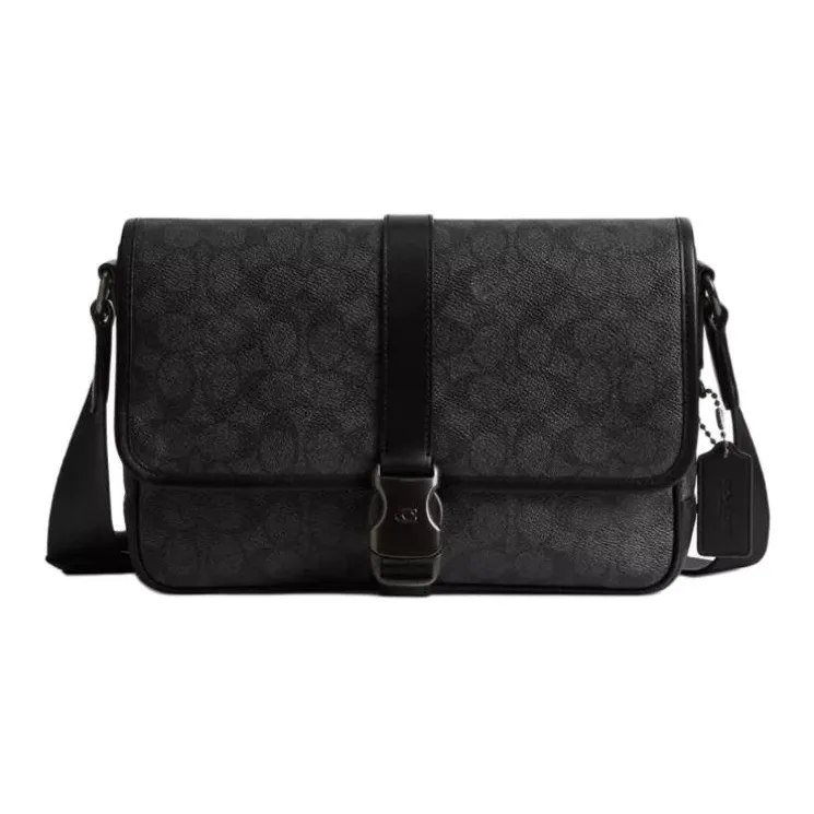 COACH League Canvas Messenger Bag, Crossbody Bag, Shoulder Bag Tubas Men's Black-0