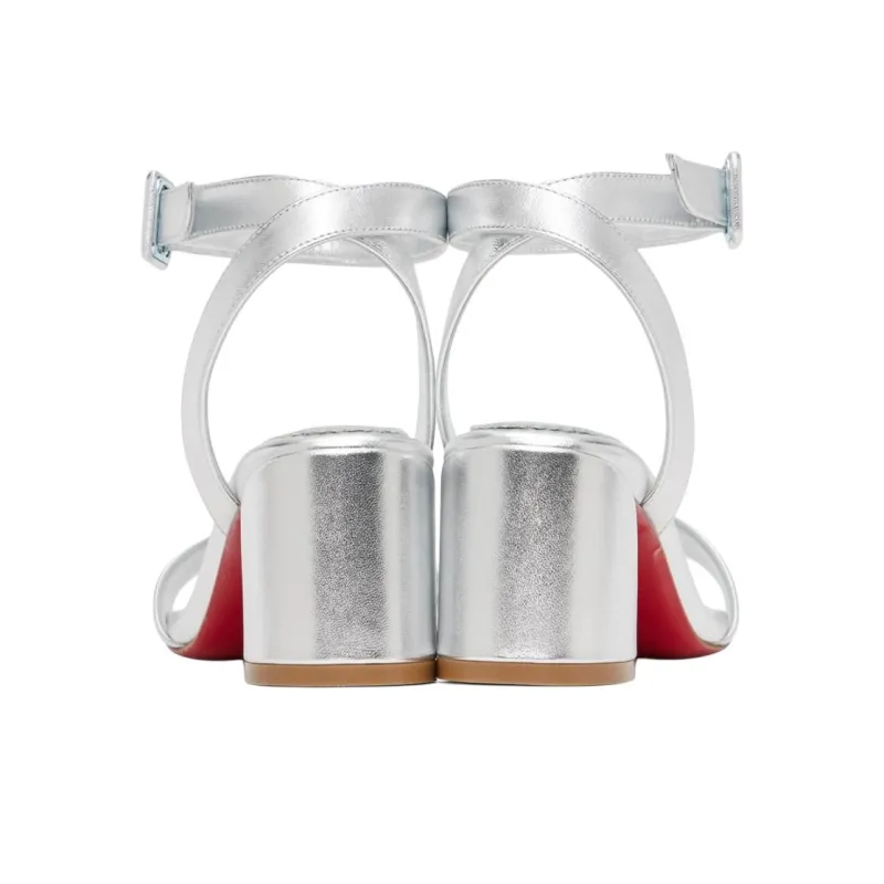 CL LUBOTING Miss Sabina One Strap Sandals 5.5cm Women's Silver-4