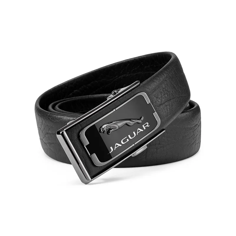 JAGUAR Top Grain Cow Leather Belts Men's Black Width 3.5cm-0