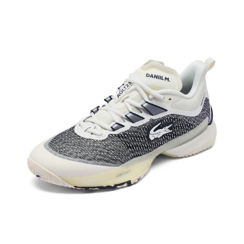 LACOSTE Abrasion Resistant Low Top Tennis Shoes Men's Ecru-2