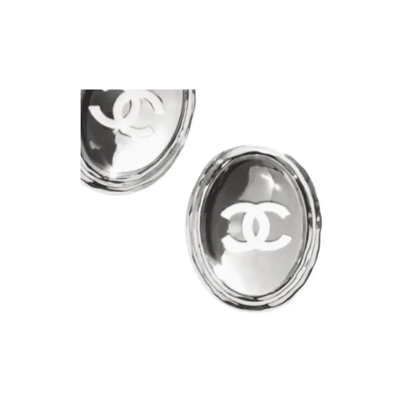 CHANEL Metal Stud Earrings Women's Silver-2