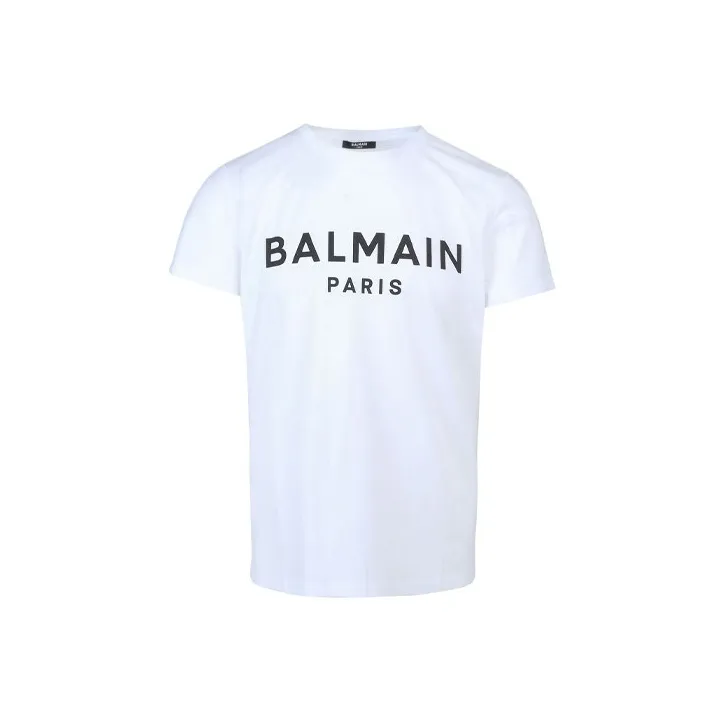 BALMAIN Logo print Cotton T shirt-0