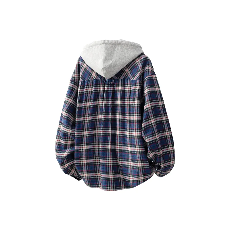 HOKLV Shirt Unisex Blue And Gray Plaid-1