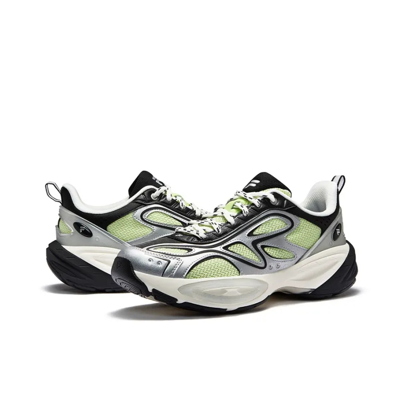 FILA FUSION Anti Slip Wear Resistant Low Top Casual Running Shoes Men's Green Silver-3