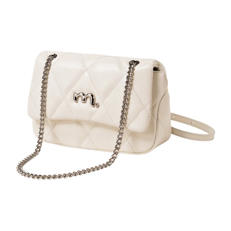 Miao Di Cow Leather One Shoulder Crossbody Women's Bag Regular Women's Milkshake White-3